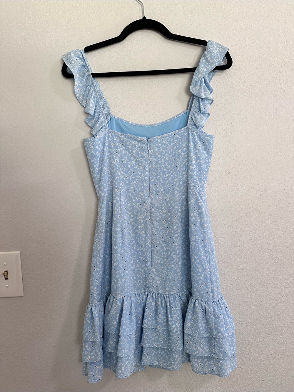 Likely Light Blue Floral Ruffle Mini Dress - Picture 3 of 5